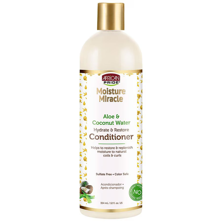 African Pride Moisture Miracle Aloe & Coconut Water Conditioner 12 Oz