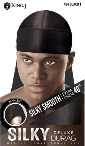 King J Deluxe Silky Durag Black #404