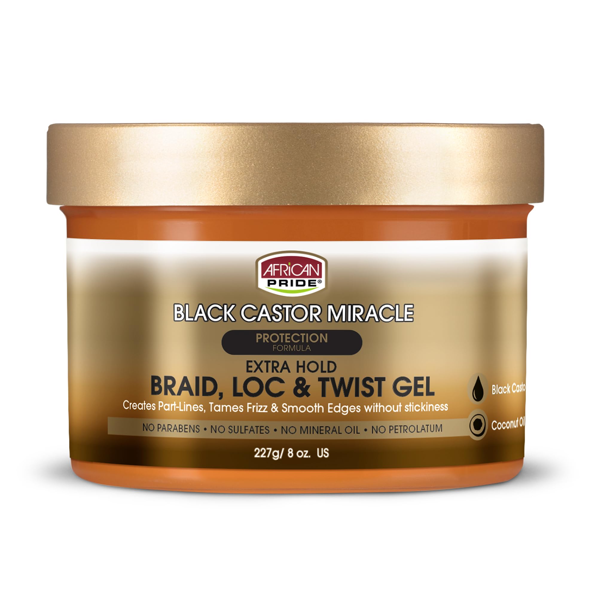 African Pride Black Castor Miracle Braid Loc Twist Gel 8 Oz